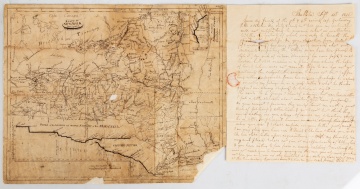 Horatio Gates Spafford, I (1778-1832) Hand Drawn Map of New York State & Letter